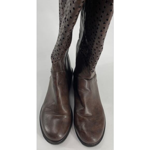 Valenti Franco BARCELONA women 8.5 BROWN mid calf lace up round toe heel BOOTS - Picture 5 of 9